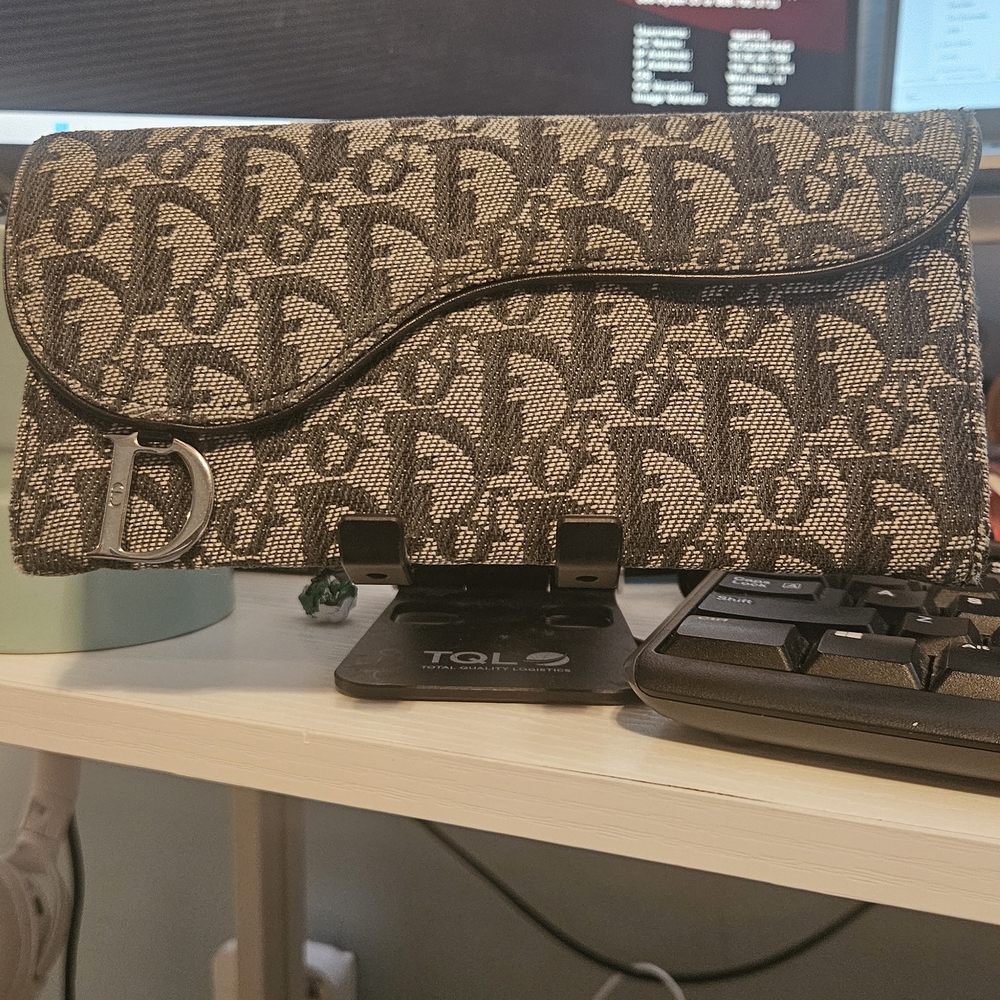 Dior Blue and Cream Patterned Clutch